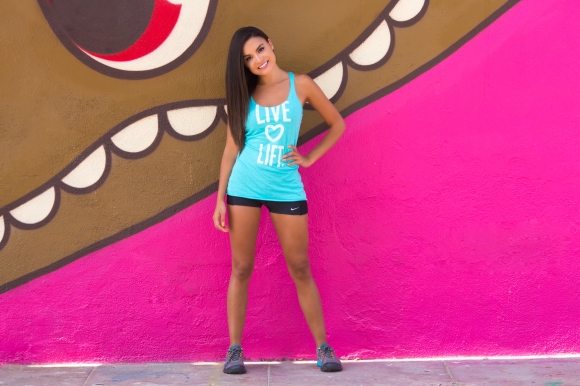 Shauna Baker wearing her 'Live & Lift' tank by Greater Threads